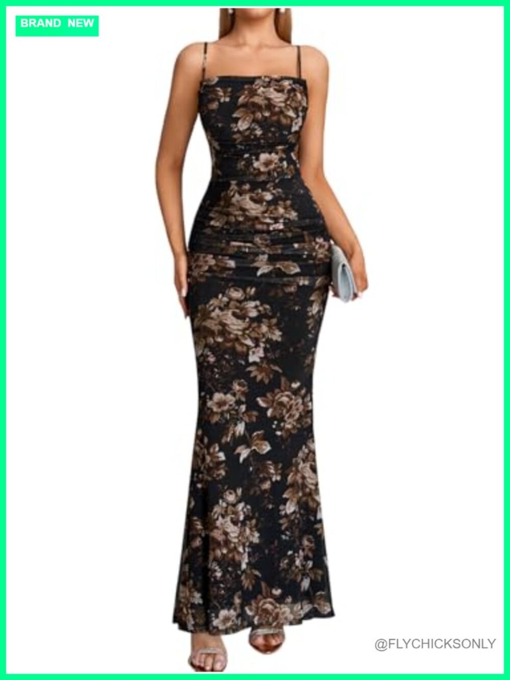 Spaghetti Strap Bodycon Maxi Formal Wedding Guest Dress